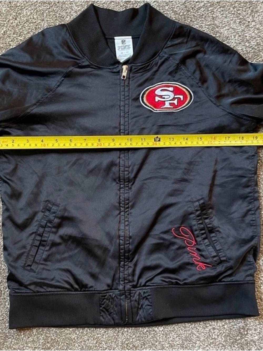 San Francisco 49ers Black Satin Bomber Jacket XS Zip Up. - Picture 7 of 9